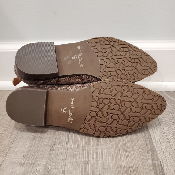 NEW Gentle Souls Snake Skin Ankle Boot Brown - Picture 6 of 6